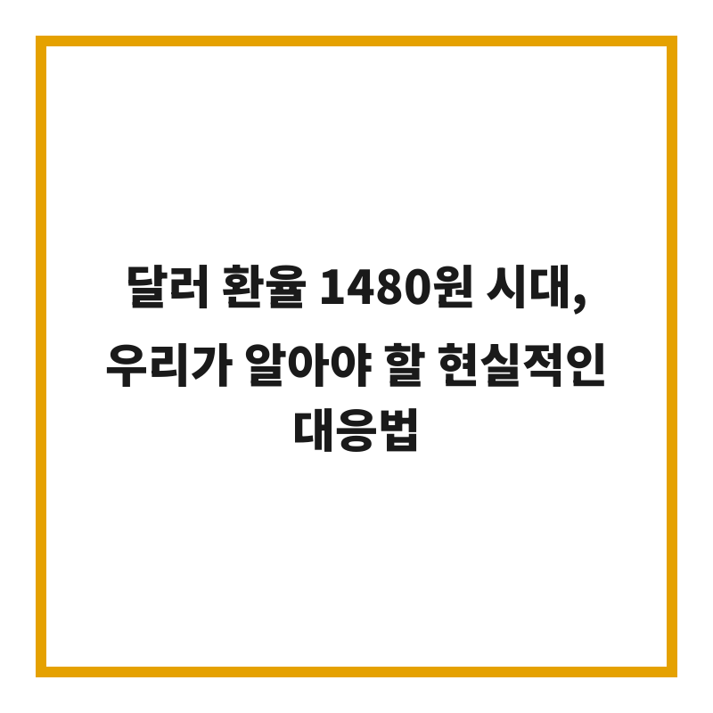 달러 환율 1480원 시대, 우리가 알아야 할 현실적인 대응법